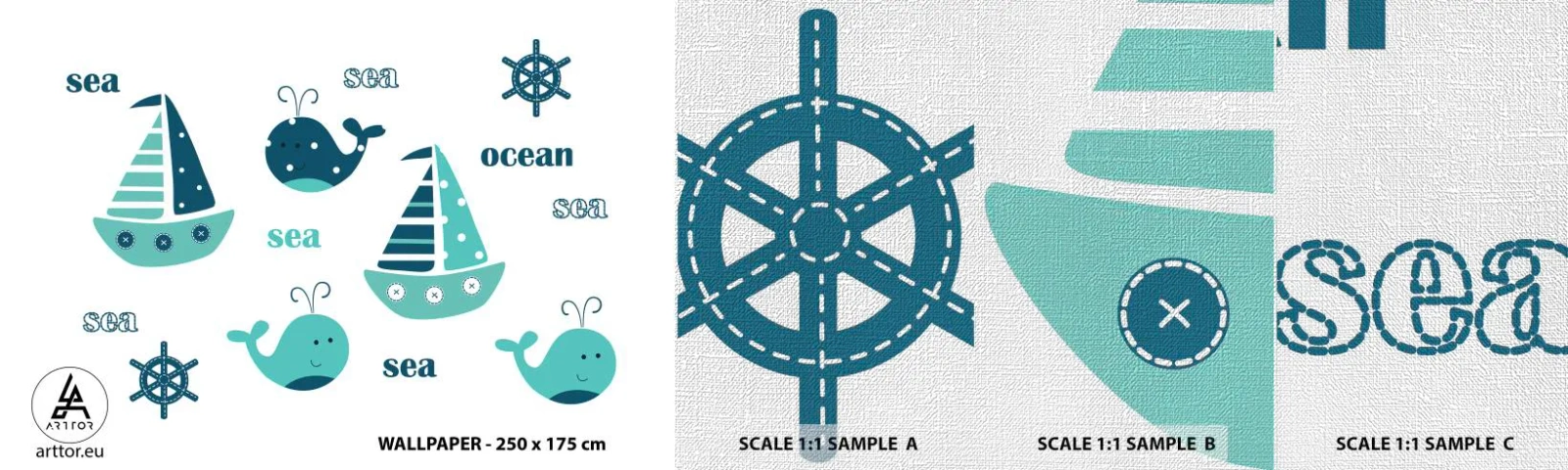 Mostră tapet Premium Canvas - Peste mări și oceane - Pentru copii, Nautic, Barcă cu pânze - 100x30 cm