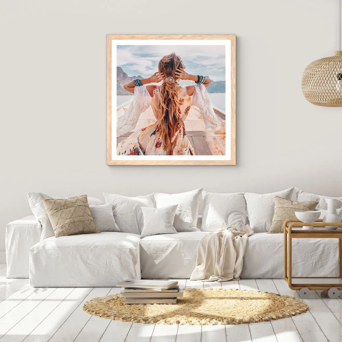 Poster în ramă de stejar deschis - Pe drumul spre fericire - 40x40 cm