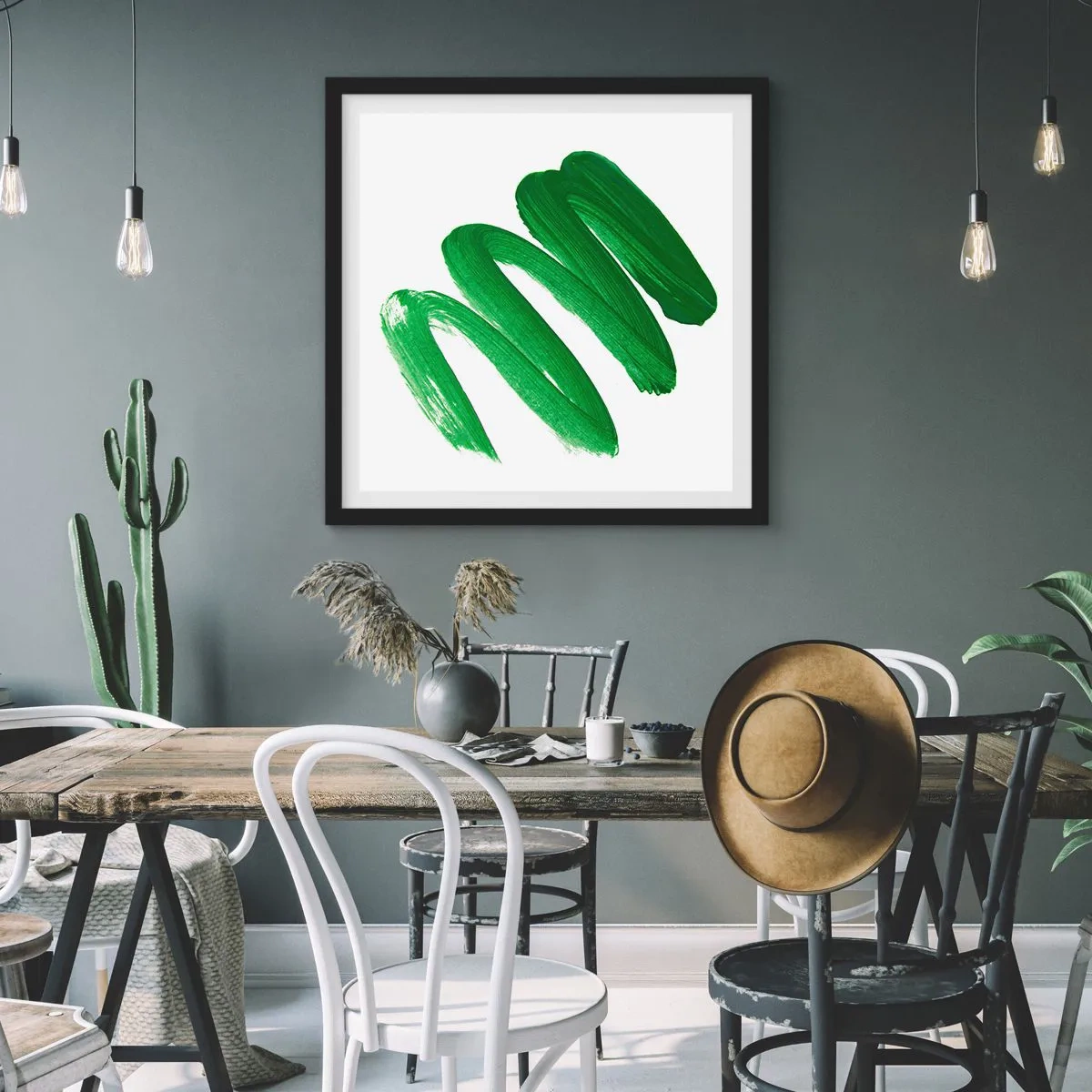 Poster în ramă neagră - Glumă verde - 60x60 cm