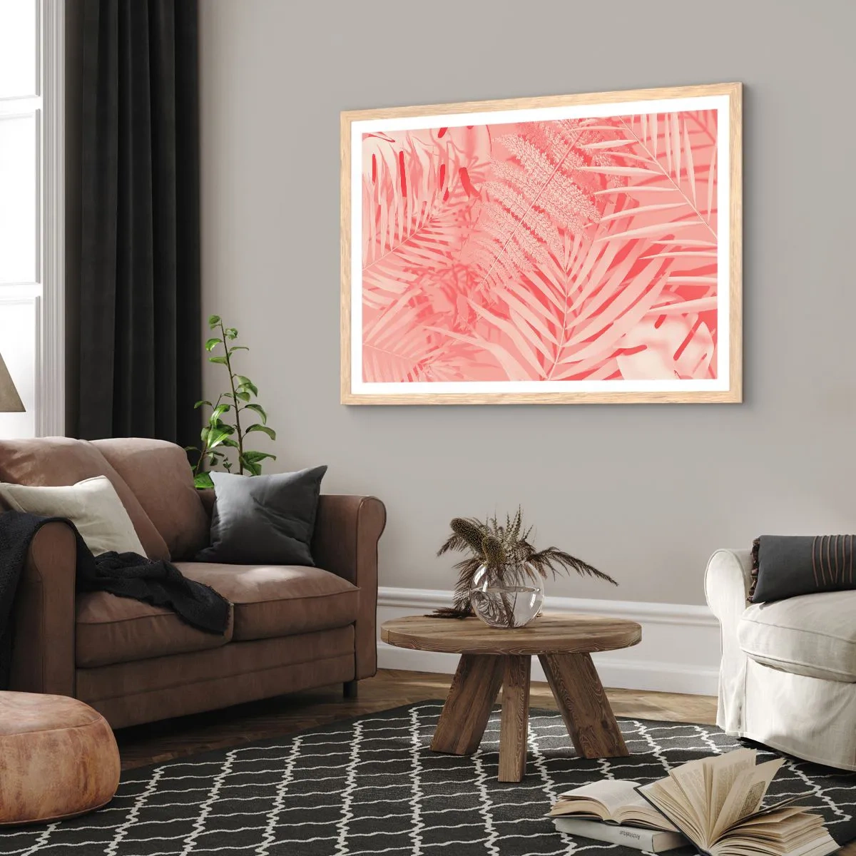 Poster în ramă de stejar deschis - Conceptul roz - 40x30 cm