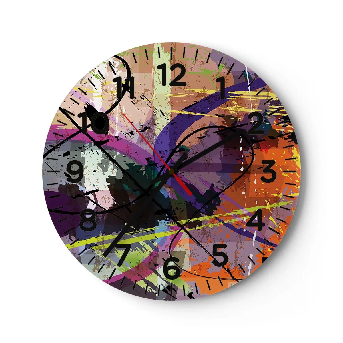 Ceas de perete - Ceas pe sticlă - Poate fi drept sau de jur împrejur - 40x40 cm
