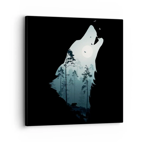 Tablou pe pânză - O voce în pădure de noapte - 30x30 cm