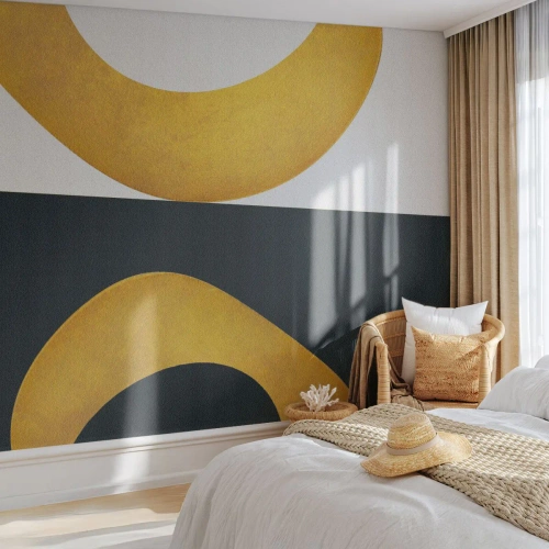 Tapet Premium Sand - În primul rând: aurul - Abstracția, Forme, Rotile - 300x210 cm