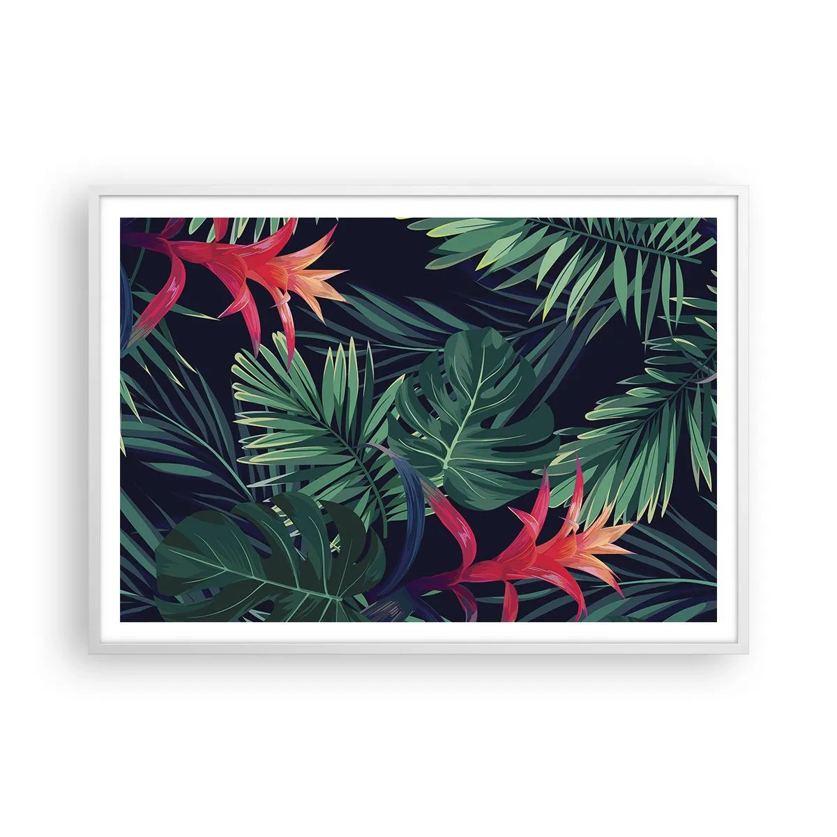 Poster în ramă albă - Flacăra verde - 100x70 cm