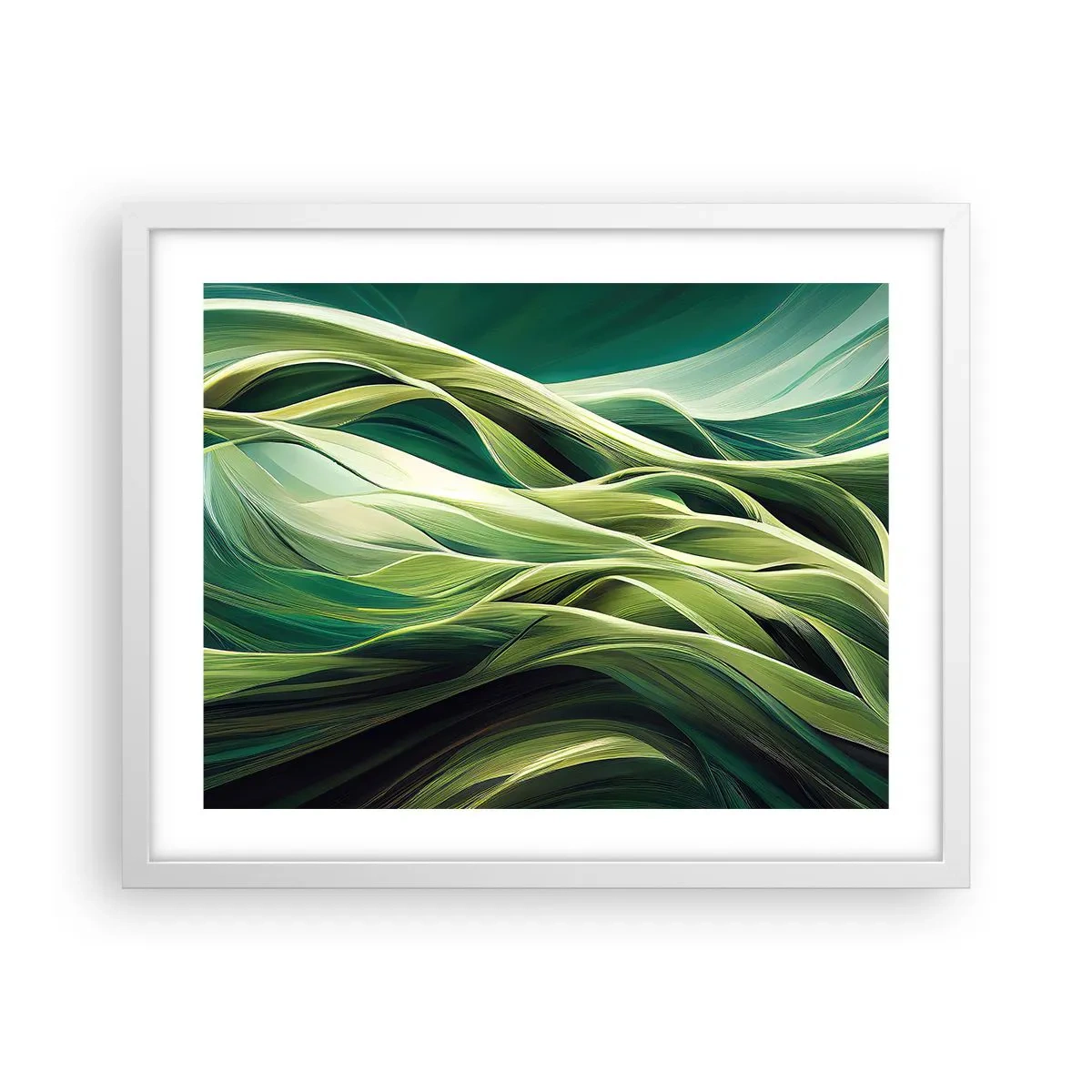 Poster în ramă albă - Un joc abstract de verde - 50x40 cm