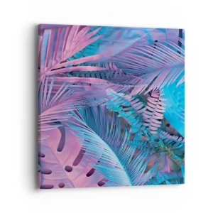 Tablou pe pânză - Palmieri în alb și albastru - 40x40 cm