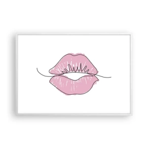 Poster în ramă albă - Vrei un sărut? - 100x70 cm
