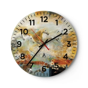 Ceas de perete - Ceas pe sticlă - Galopând prin lumină - 30x30 cm