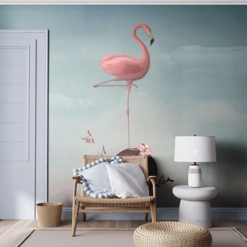 Tapet Premium Canvas - Alegoria mingii de baschet - Abstracția, Flamingo, Pasăre - 250x175 cm