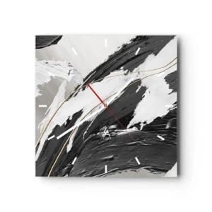 Ceas de perete - Ceas pe sticlă - Abstracție cu fler - 30x30 cm