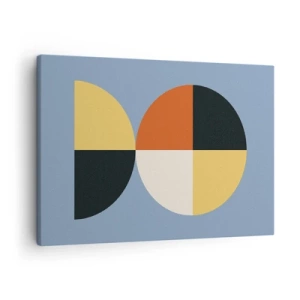 Tablou pe pânză Canvas - Cercuri geometrice pe fundal albastru - 70x50cm - Uită-te și numără - Decorațiune modernă pentru perete pentru living și dormitor ARTTOR