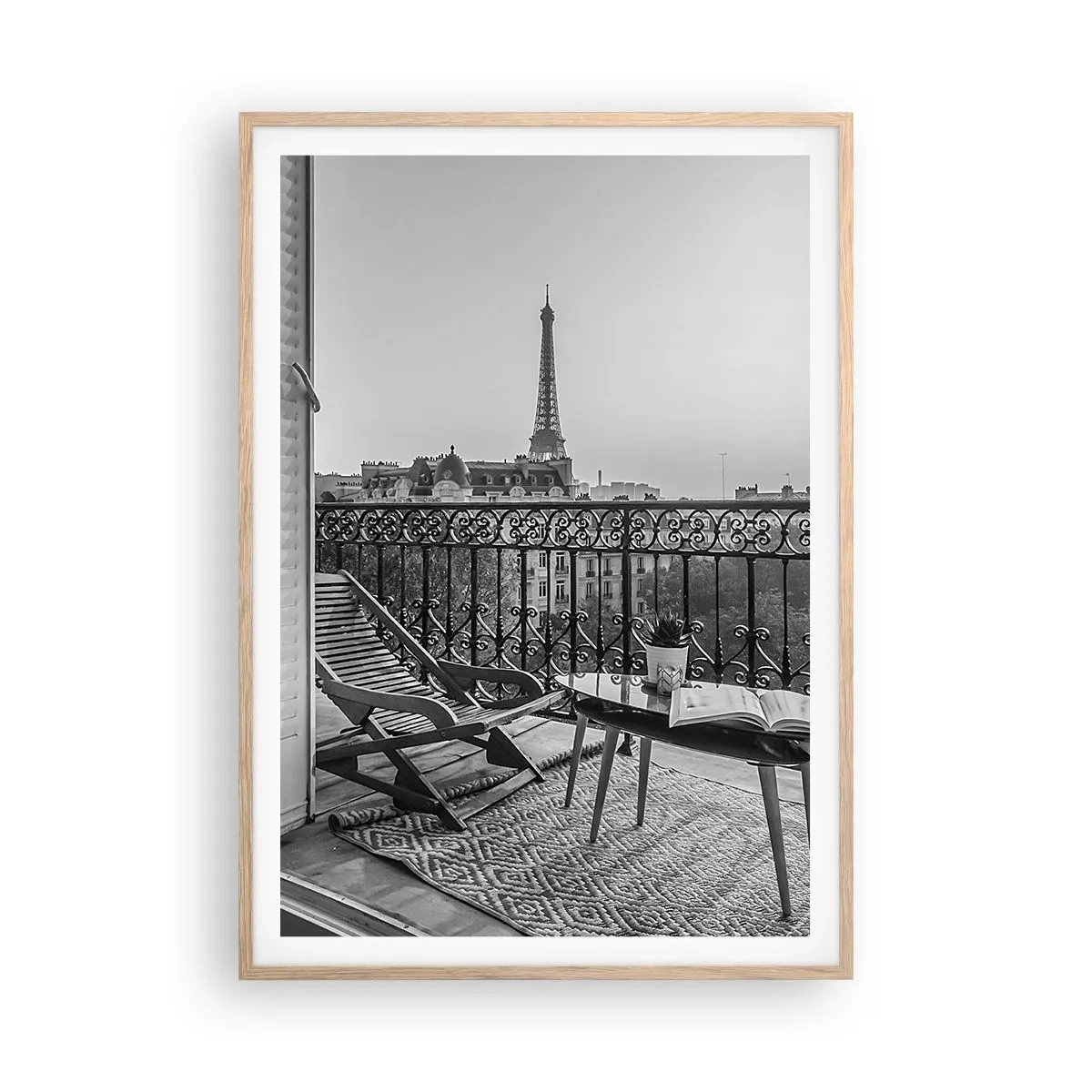 Poster în ramă de stejar deschis - După-amiază pariziană - 70x100 cm