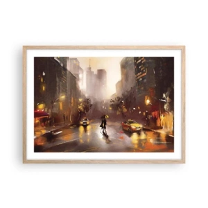 Poster în ramă de stejar deschis - În luminile New York-ului - 70x50 cm