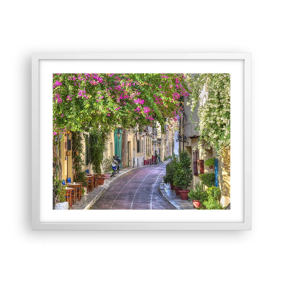 Poster în ramă albă - Alee înfloritoare - 50x40 cm
