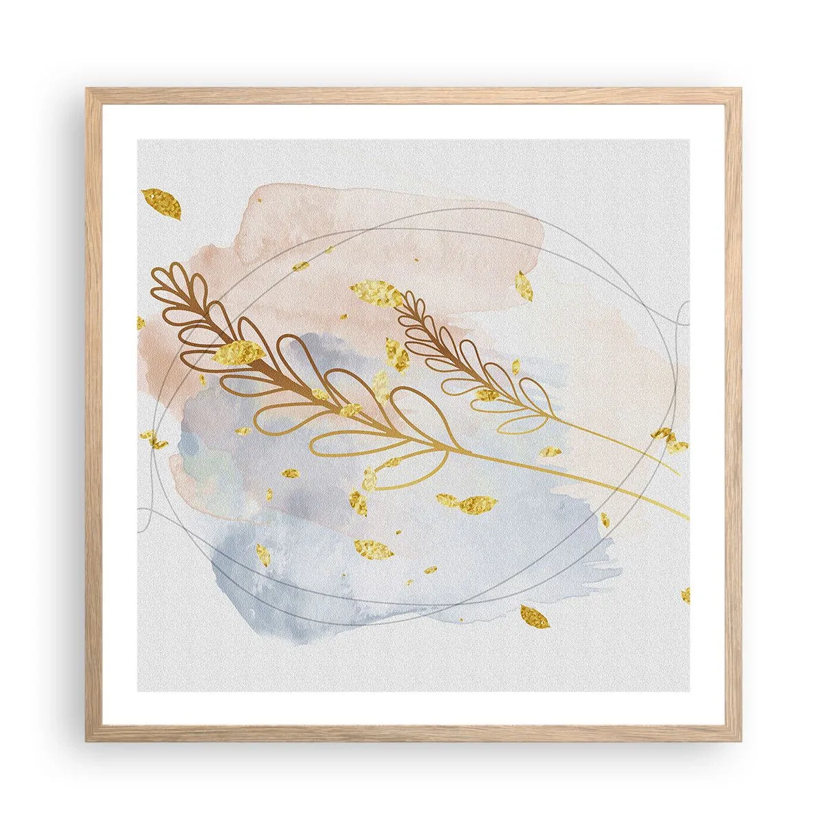 Poster în ramă de stejar deschis - Suflul de aur - 60x60 cm