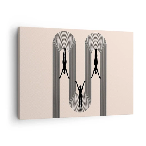 Tablou pe pânză Canvas - Siluete geometrice pe un fundal bej - 70x50cm - Cu susul în jos - Decorațiune modernă pentru perete pentru living și dormitor ARTTOR