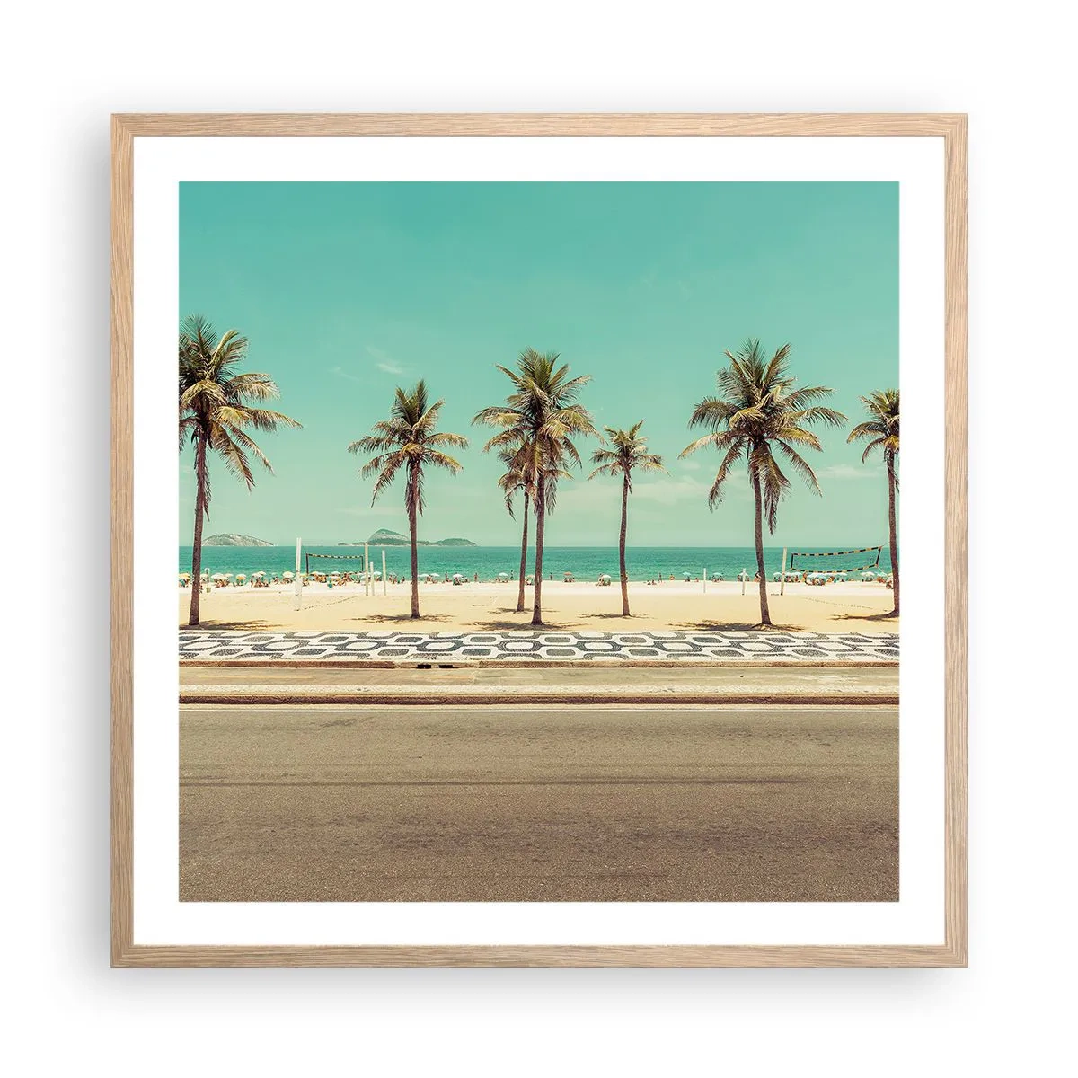 Poster în ramă de stejar deschis - La paza plajei - 60x60 cm