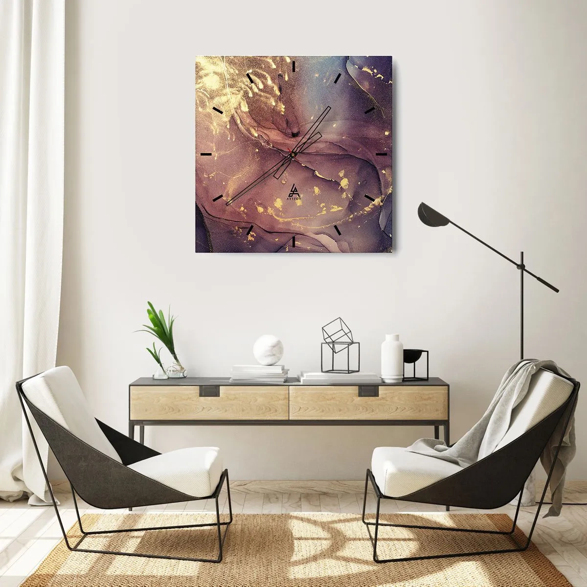 Ceas de perete - Ceas pe sticlă - Materie și spirit - 30x30 cm