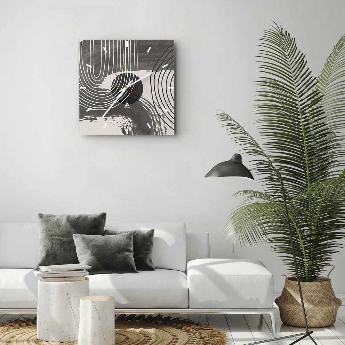 Ceas de perete - Ceas pe sticlă - Ovalul câștigă - 30x30 cm