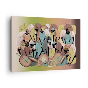 Tablou pe pânză Canvas - O compoziție abstractă colorată, inspirată de cultura africană - 70x50cm - Sărbătoarea cea mare se apropie - Decorațiune modernă pentru perete pentru living și dormitor ARTTOR