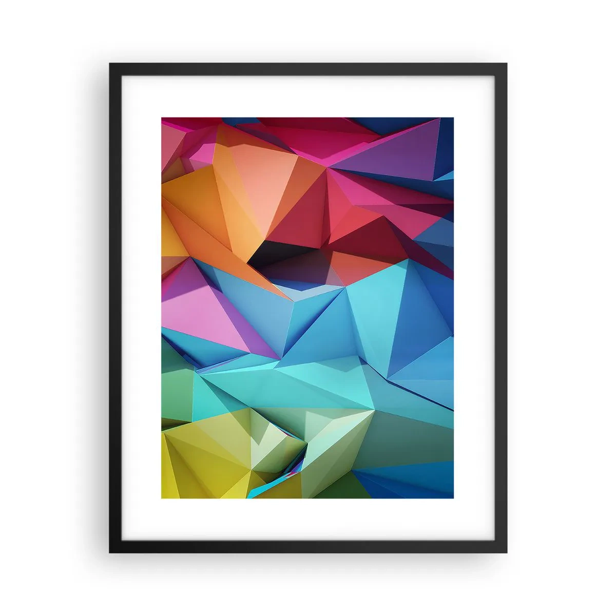 Poster în ramă neagră - Origami de curcubeu - 40x50 cm