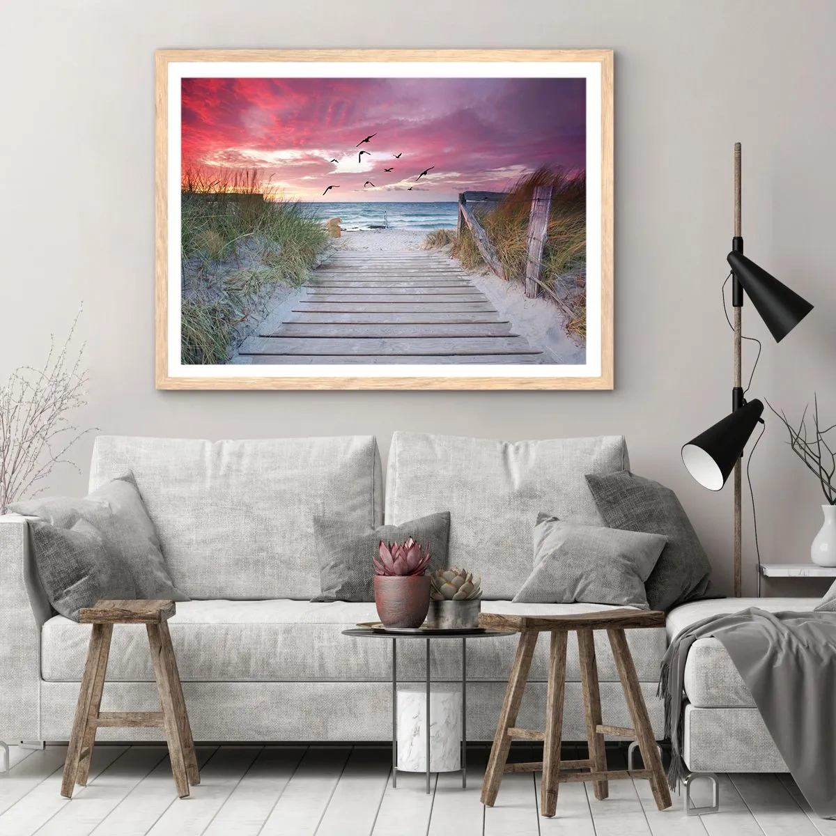 Poster în ramă de stejar deschis - Impresie baltică - 70x50 cm