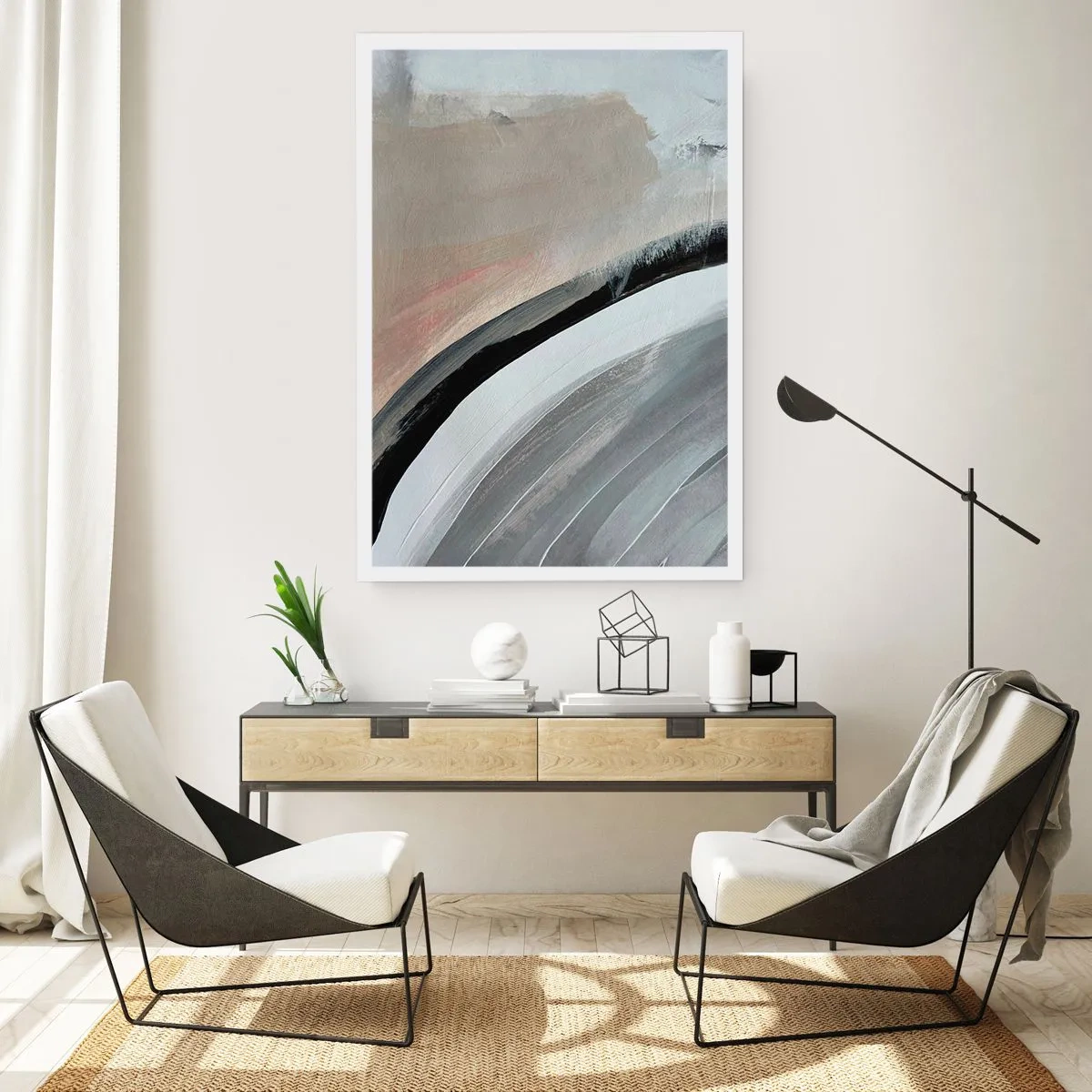 Poster - Compoziție: arc de negru și gri - 50x70 cm