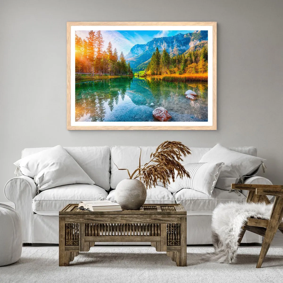 Poster în ramă de stejar deschis - Blândețea toamnei - 100x70 cm