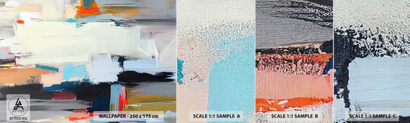 Mostră tapet Premium Canvas - Există o metodă? - Modern, Vopsele, Minimalist - 100x30 cm