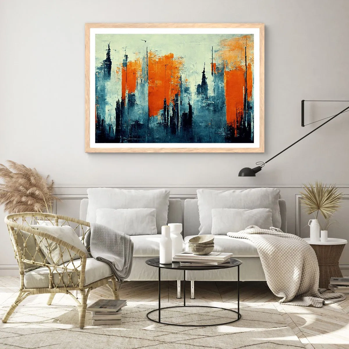 Poster în ramă de stejar deschis - Peisaj modern - 50x40 cm