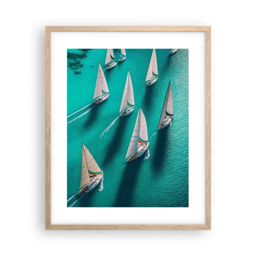 Poster în ramă de stejar deschis - Cursa cu vântul - 40x50 cm