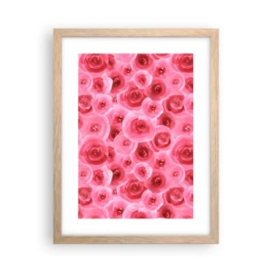 Poster în ramă de stejar deschis - Trandafiri de sus în jos - 30x40 cm