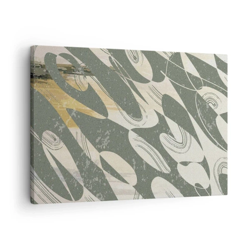 Tablou pe pânză Canvas - Forme dinamice în nuanțe de verde și auriu - 70x50cm - Abstracție ritmică - Decorațiune modernă pentru perete pentru living și dormitor ARTTOR