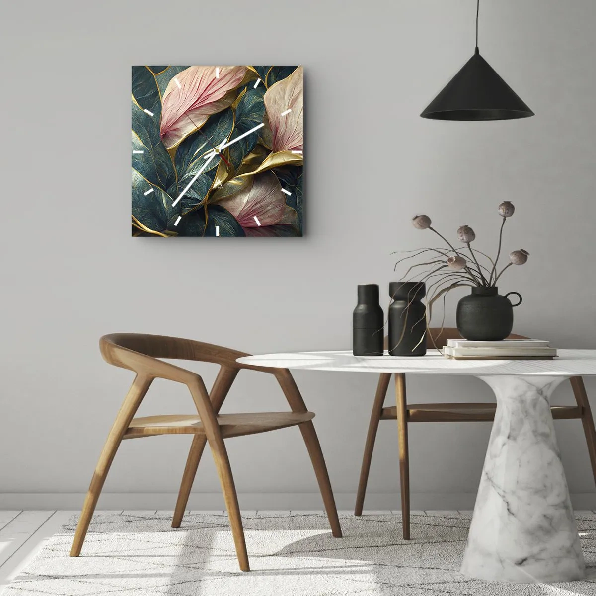 Ceas de perete - Ceas pe sticlă - Eleganța naturală și stil - 30x30 cm