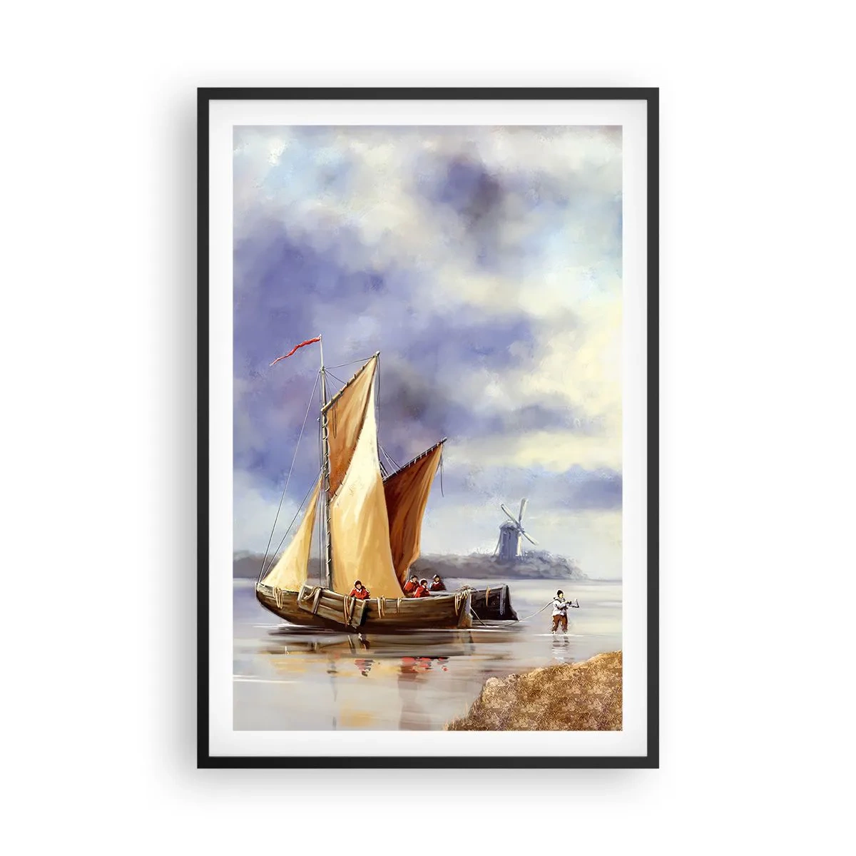 Poster în ramă neagră - Întoarcerea marinarilor - 61x91 cm