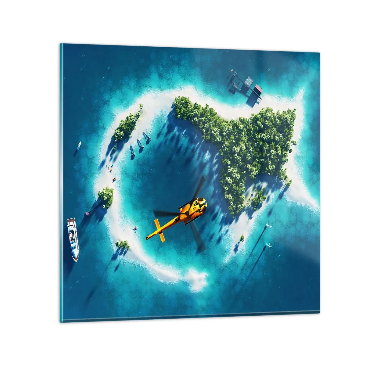 Tablou pe sticlă - Cumpără-ți o insulă - 70x70 cm