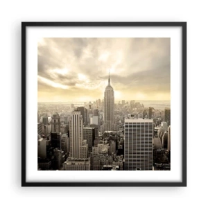 Poster în ramă neagră - New York țesut din gri - 50x50 cm