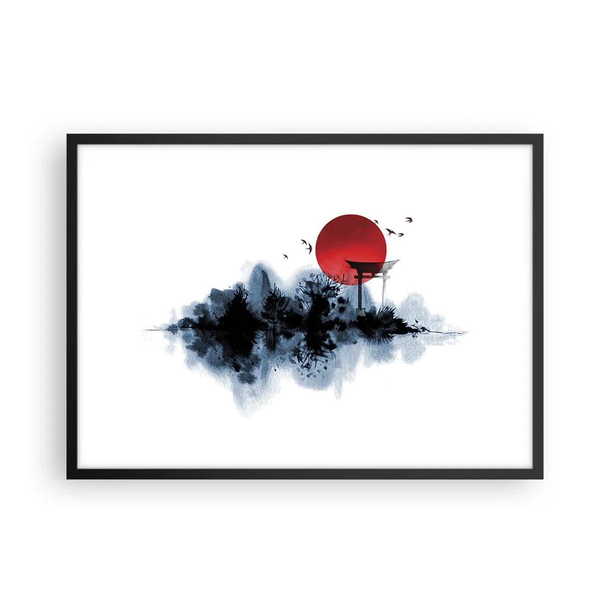 Poster în ramă neagră - O vedere japoneză - 70x50 cm