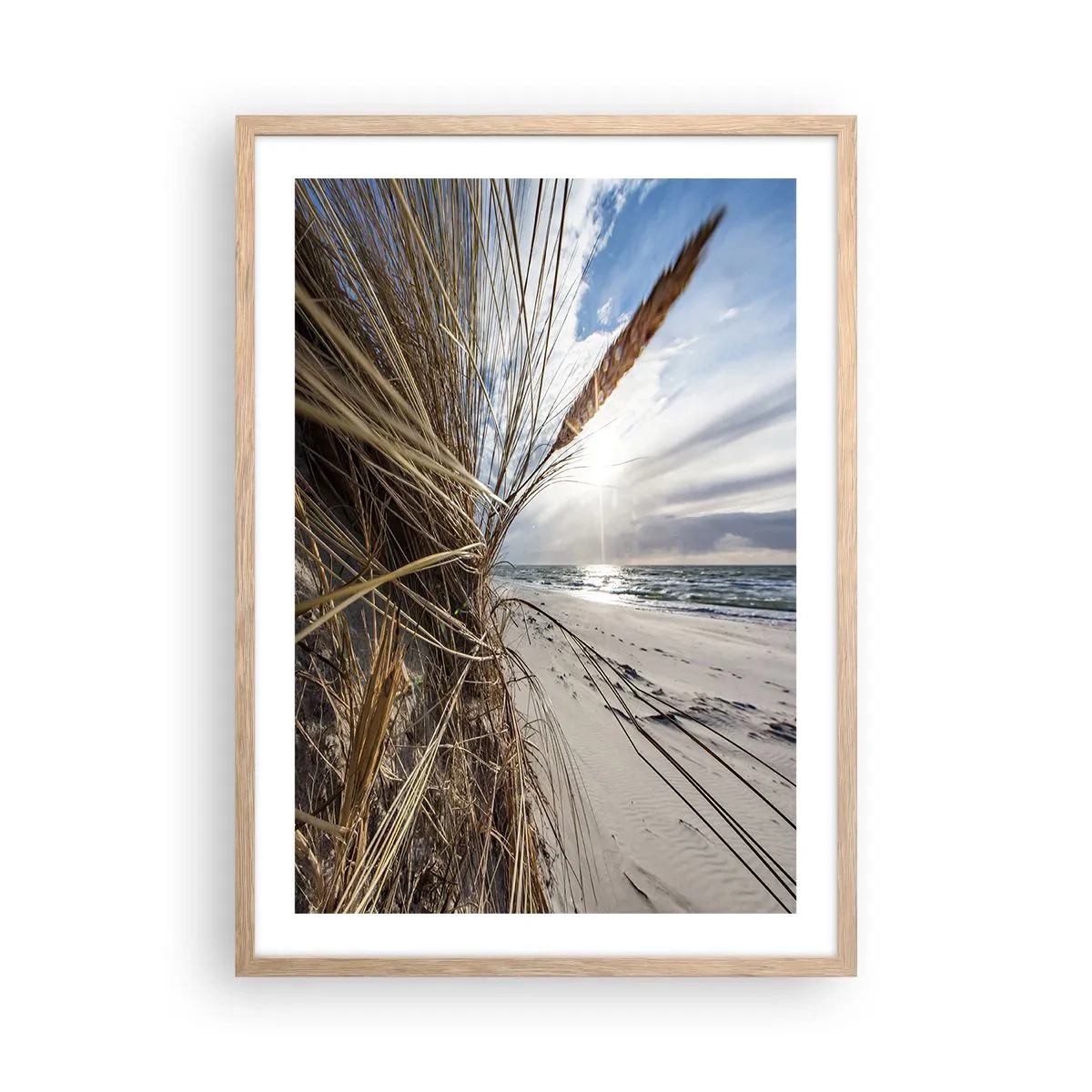 Poster în ramă de stejar deschis - O întâlnire a elementelor - 50x70 cm