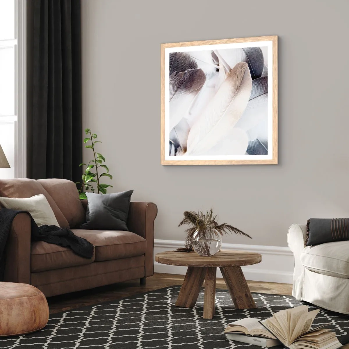 Poster în ramă de stejar deschis - Aproape angelice - 60x60 cm