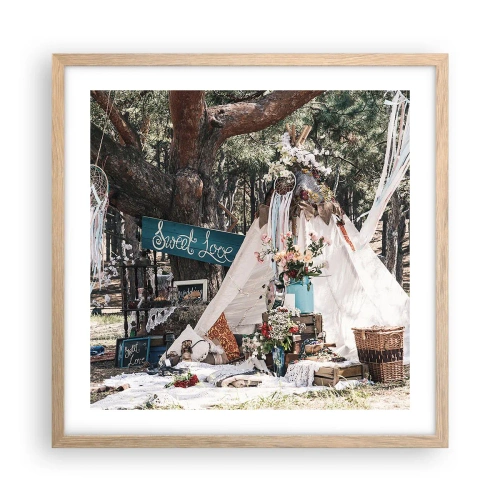 Poster în ramă de stejar deschis - Make love… - 50x50 cm