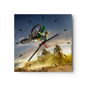 Ceas de perete - Ceas pe sticlă - Porniți emoțiile! - 30x30 cm