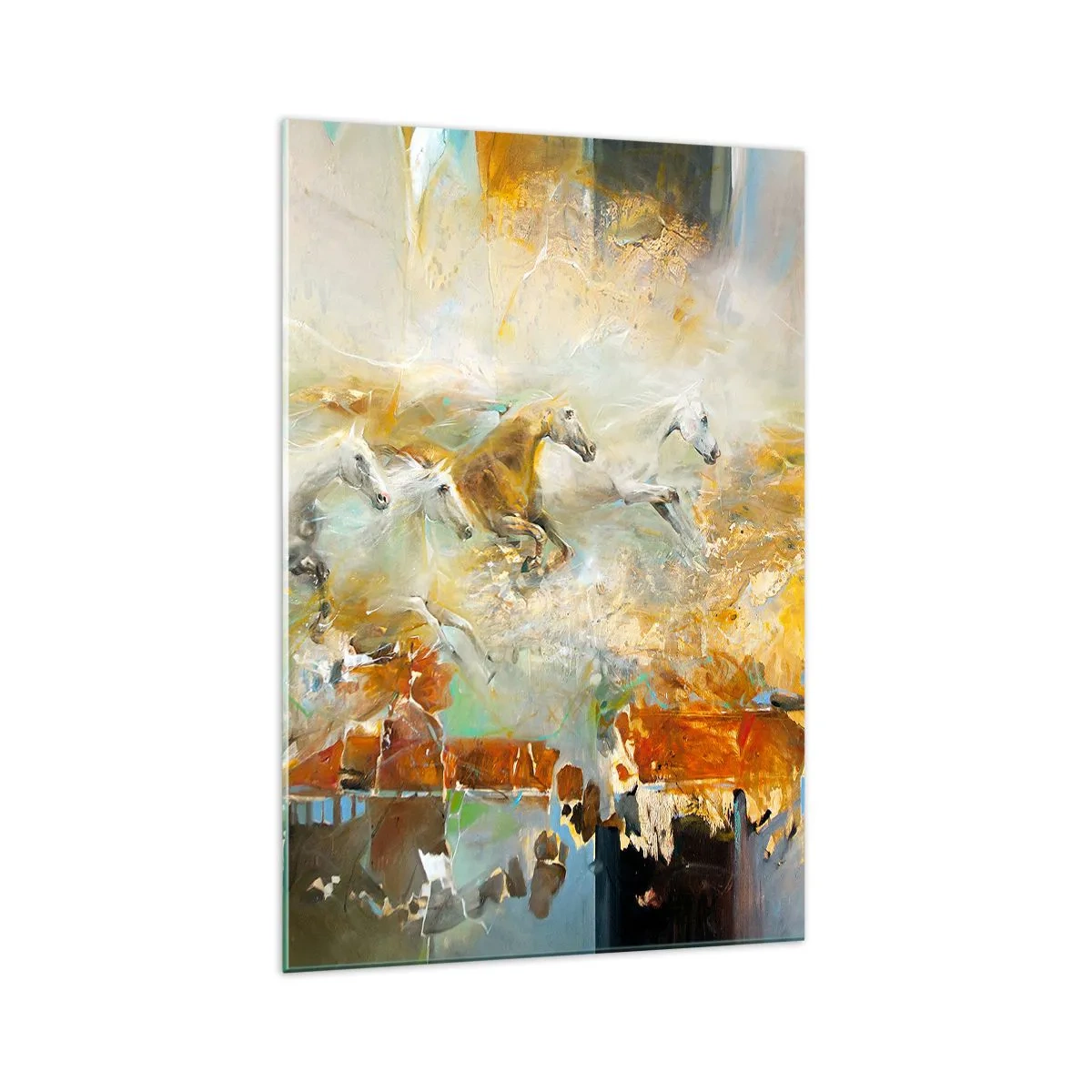 Tablou pe sticlă - Galopând prin lumină - 70x100 cm