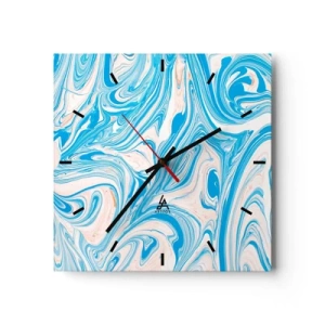 Ceas de perete - Ceas pe sticlă - Splash în turcoaz - 30x30 cm