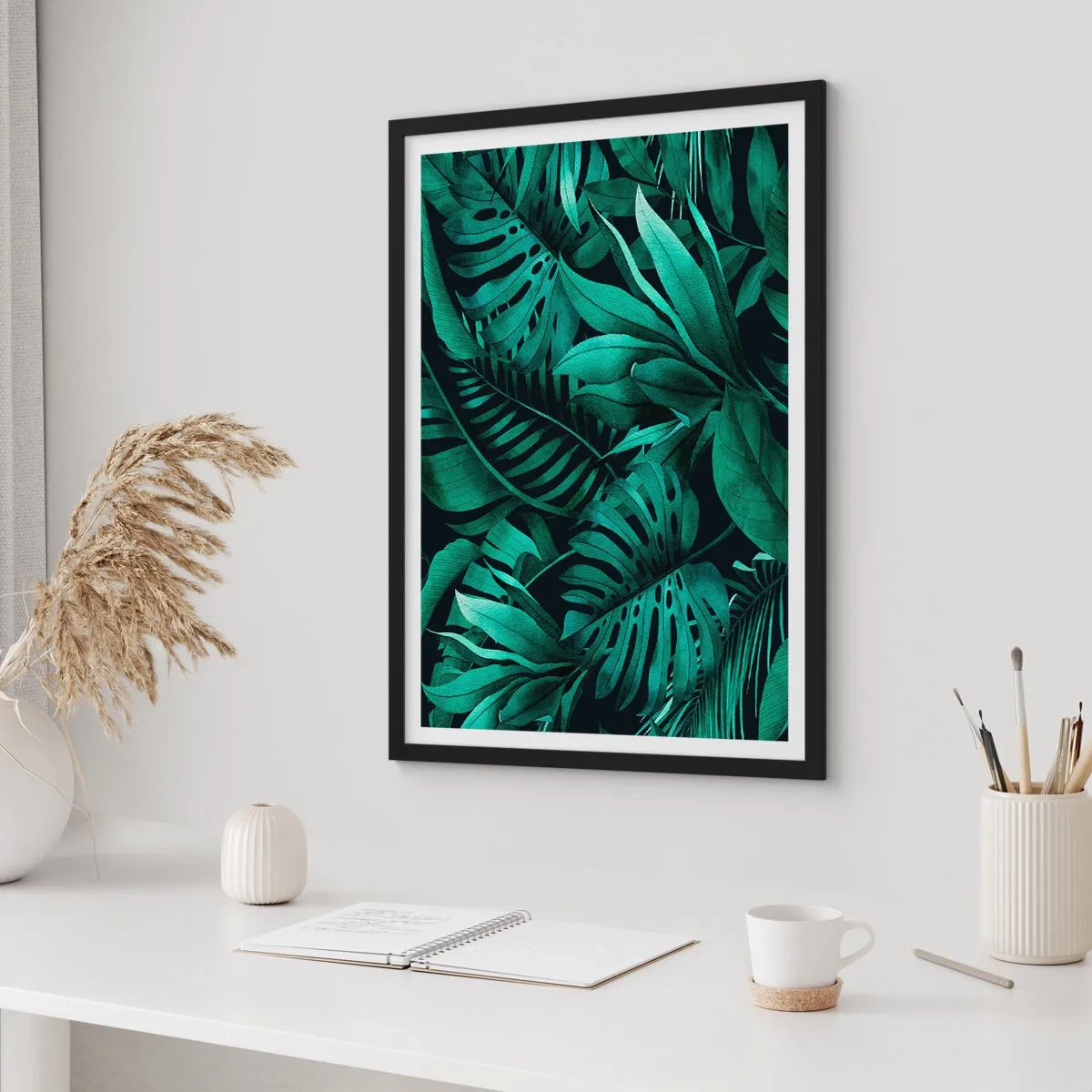 Poster în ramă neagră - Profunzimea verdelui tropical - 70x100 cm