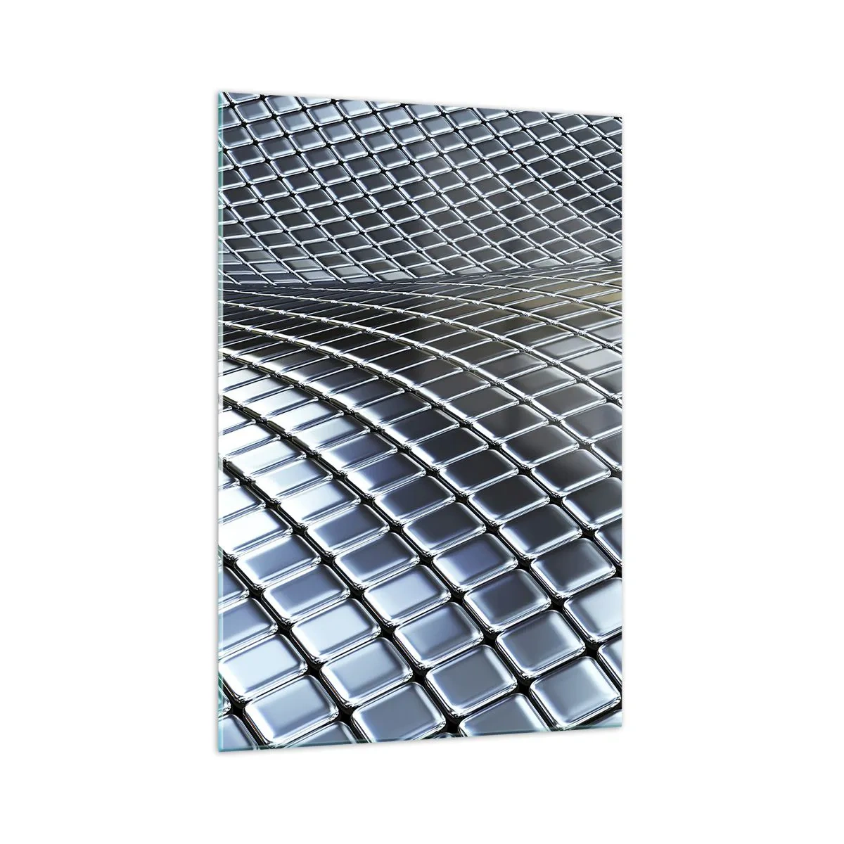 Tablou pe sticlă - Val metalic argintiu - 70x100 cm