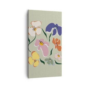 Tablou pe pânză - Panseluțe colorate - 55x100 cm