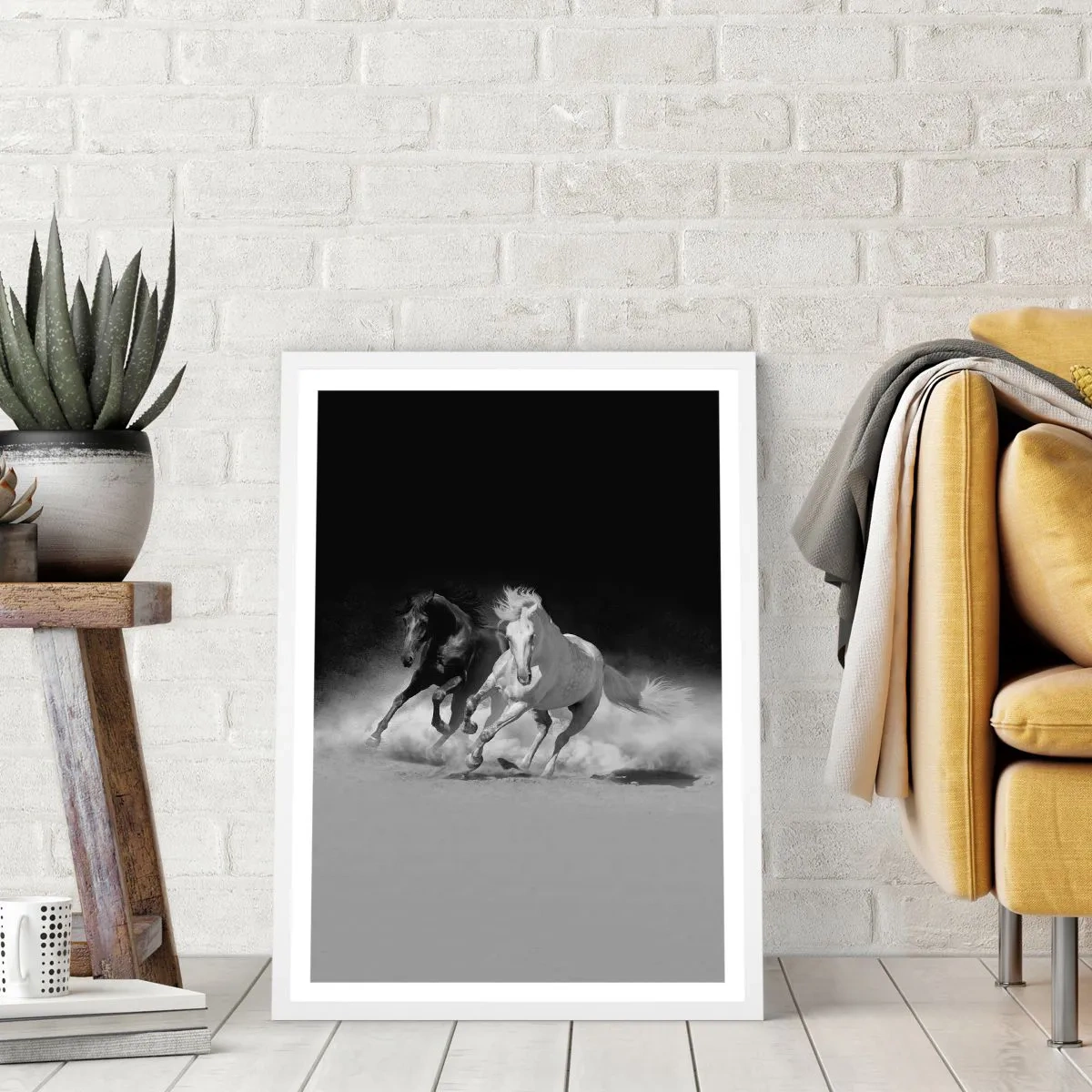 Poster în ramă albă - Galopul libertății - 40x50 cm