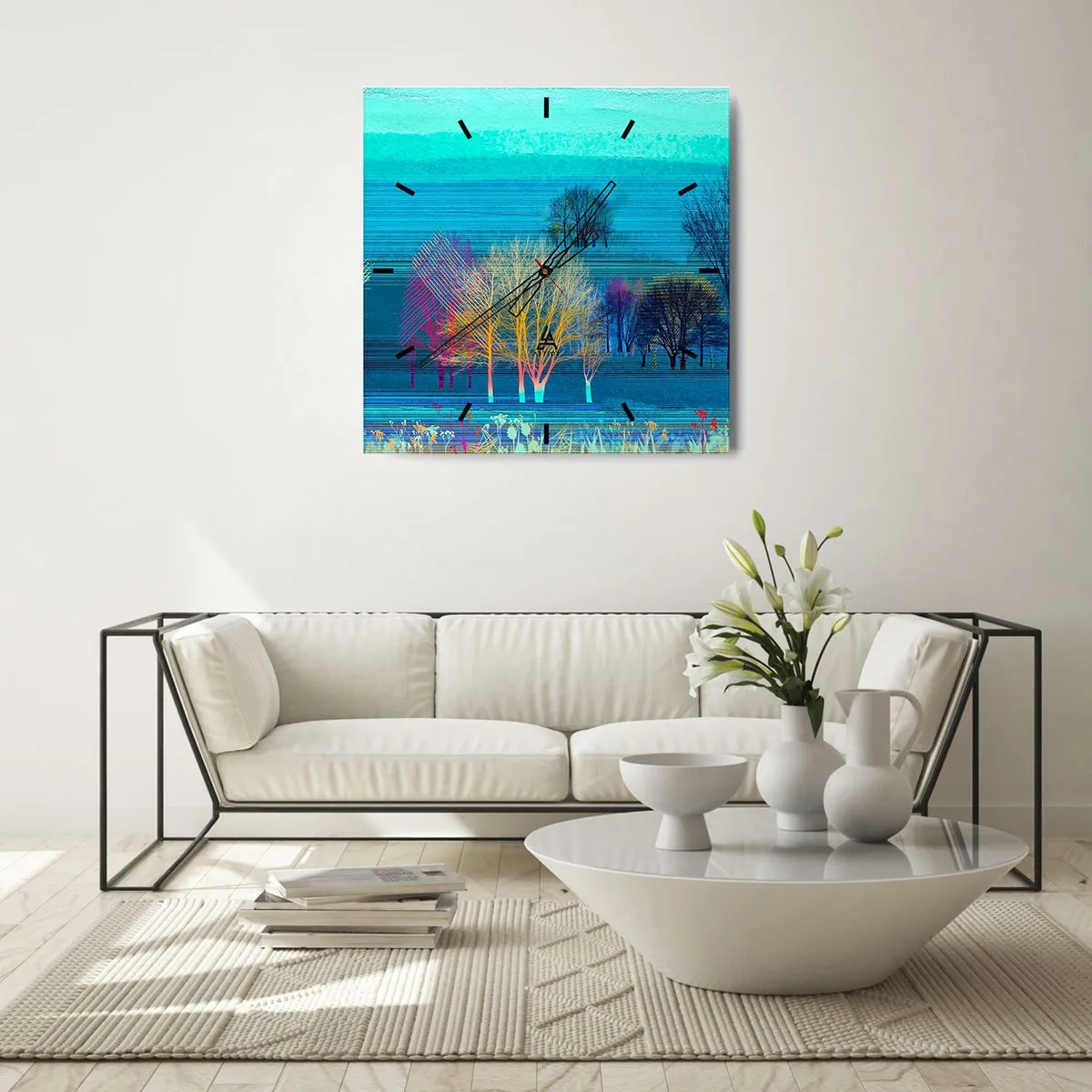 Ceas de perete - Ceas pe sticlă - Un peisaj pieptănat - 40x40 cm