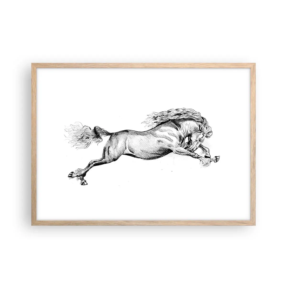 Poster în ramă de stejar deschis - Oprit din galop - 70x50 cm